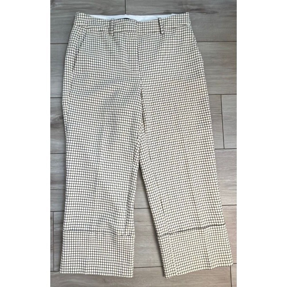 Zara Women's XS Black White Plaid Cropped Wide Leg‎ Work Pants Career Office